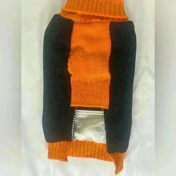 Dog Pet sweater for Halloween super soft orange black ghost size XS - Picture 3 of 4